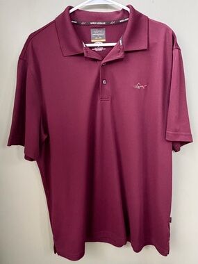 Greg Norman Collection Shark Men's Golf Polo Shirt Maroon sz Large like New